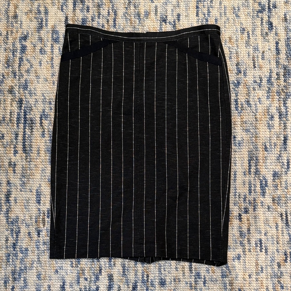 ATM Navy Pinstripe Pencil Skirt